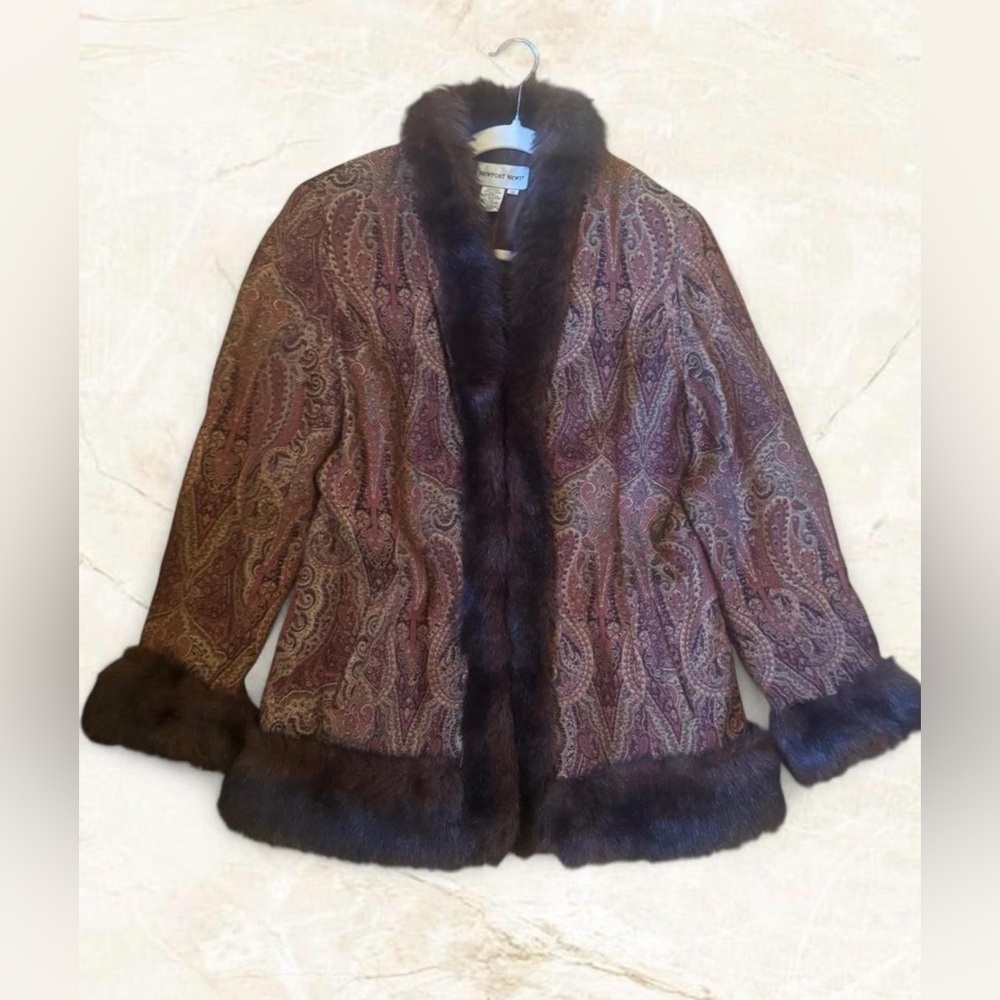 Y2K Era Newport News Penny Lane Paisley Faux Fur Lined Jacket